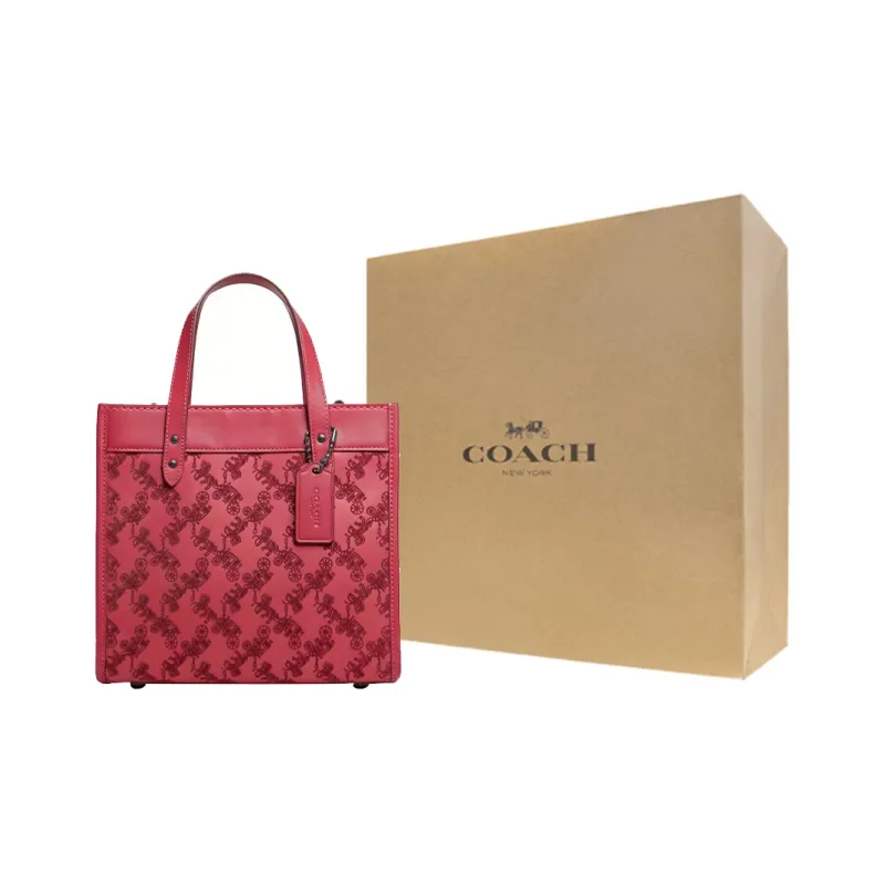 COACH Field Cow Leather Tote Bag, Shopping Bag, Handbag, Shoulder Bag, Crossbody Bag Women's Red-5
