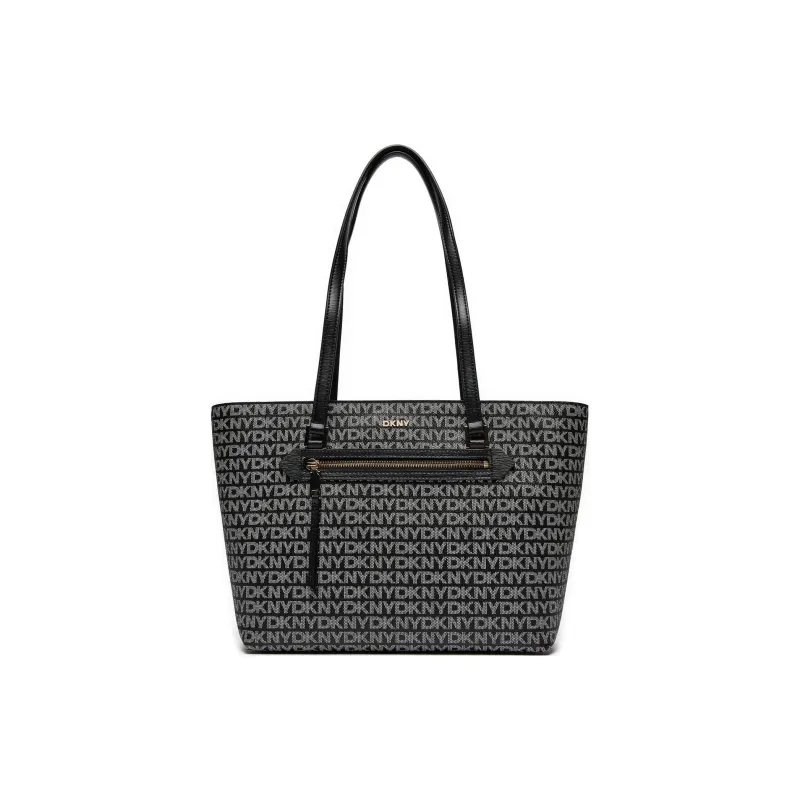 DKNY Faux Leather Tote Bag, Shopping Bag, Handbag, Shoulder Bag Large Size Women's Black-0