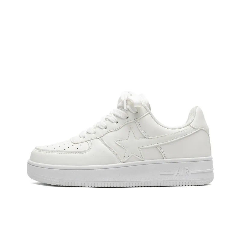 OAOQ Small White Shoes Wear resistant And Lightweight Low Top Skateboard Shoes Unisex White Box-1