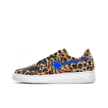 Starwalk Soldier Low Top Skateboard Shoes Unisex Blue Star Leopard Print