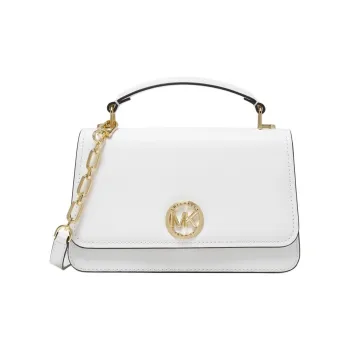 MICHAEL KORS Split Cow Leather One Shoulder Handbag, Crossbody Bag Medium Size Women's White