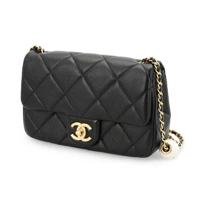 CHANEL Sheepskin Crossbody Bag, Shoulder Bag Mini Women's Black-5