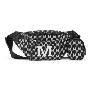 FAIRWHALE Fabric Shoulder Bag, Crossbody Bag, Fanny Pack, Sling Bag Unisex Black