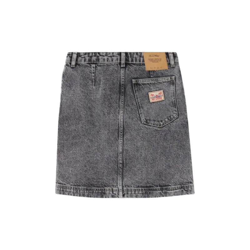 AMERICAN VINTAGE A.M FW24 JUPE FEMME YOPDAY Denim Short Skirts Women's Pepper Ash-1