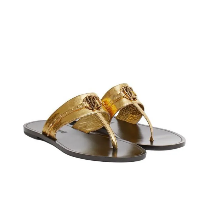 Roberto Cavalli Flip Flops Women's Gold-2