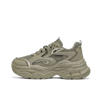 Warrior Casual Trendy Versatile Breathable Mesh Platform Height Increasing Low-Top Chunky Sneakers Women's Army Green