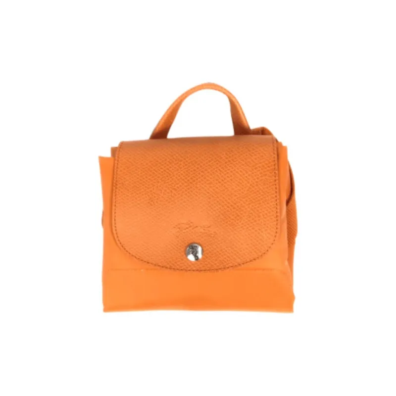 LONGCHAMP Le Pliage Green Recycled Canvas With Leather Trim Backpack Women's Orange-1