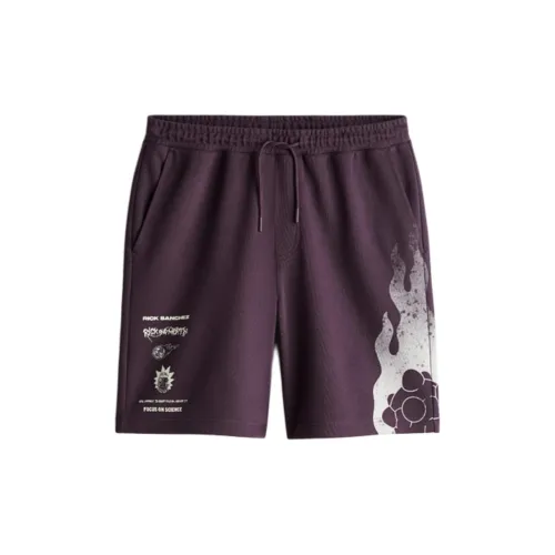 H&M Casual Shorts Men Deep Purple/Rick And Morty