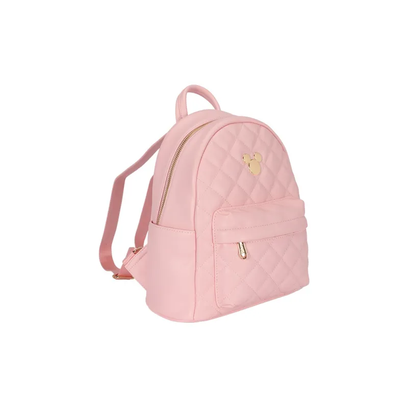 Disney Mickey Series Synthetic Leather Backpack Regular Unisex Black/White/Pink-3