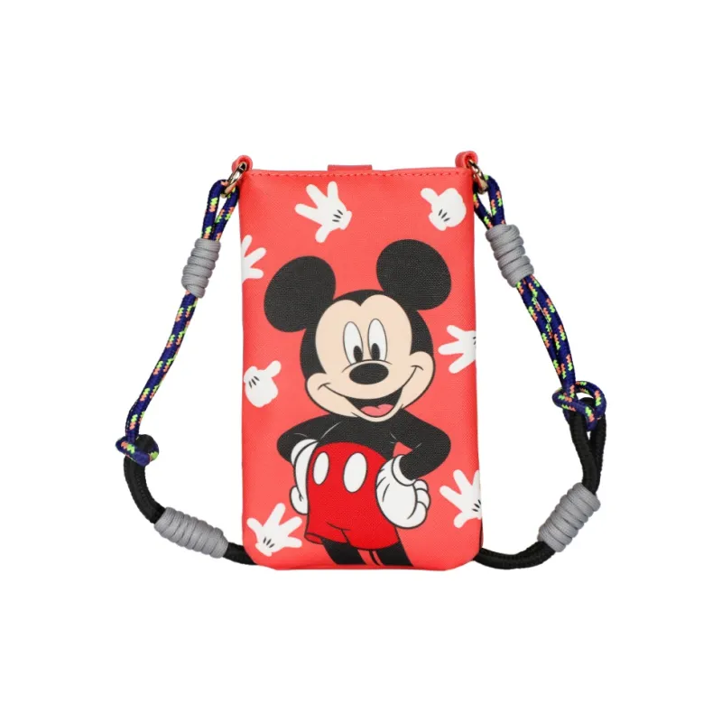 Disney Mickey Series PVC One Shoulder Cell Phone Pouch Regular Unisex Blue Black/Ecru/Red-0