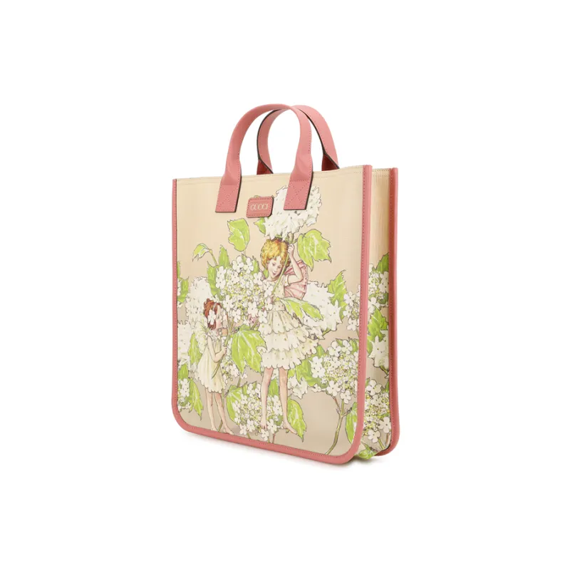 GUCCI Canvas With Leather Tote Bag Shopping Bag Handbag Kids' Bags Large Size Kids' Light Pink-1
