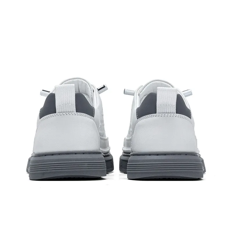 JOSINY Simple White Shoes Comfortable Wear Resistant Low Top Skateboard Shoes Men's White-5