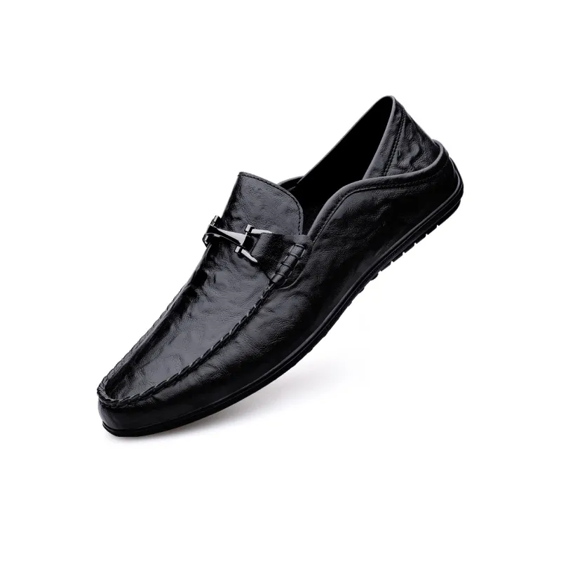 King Jinmai Gommino Loafers Men Black/Dark Brown-1