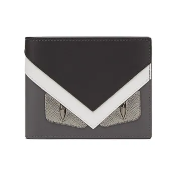 FENDI Multicolor Leather Wallets With Money Clip Men's Black/Gray/White