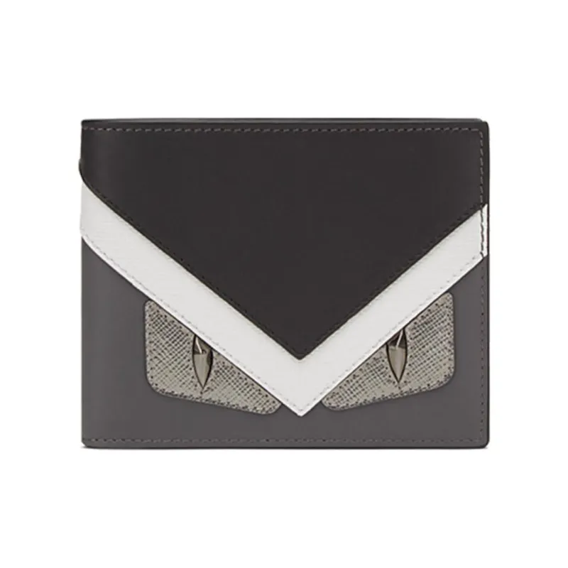 FENDI Multicolor Leather Wallets With Money Clip Men's Black/Gray/White-0