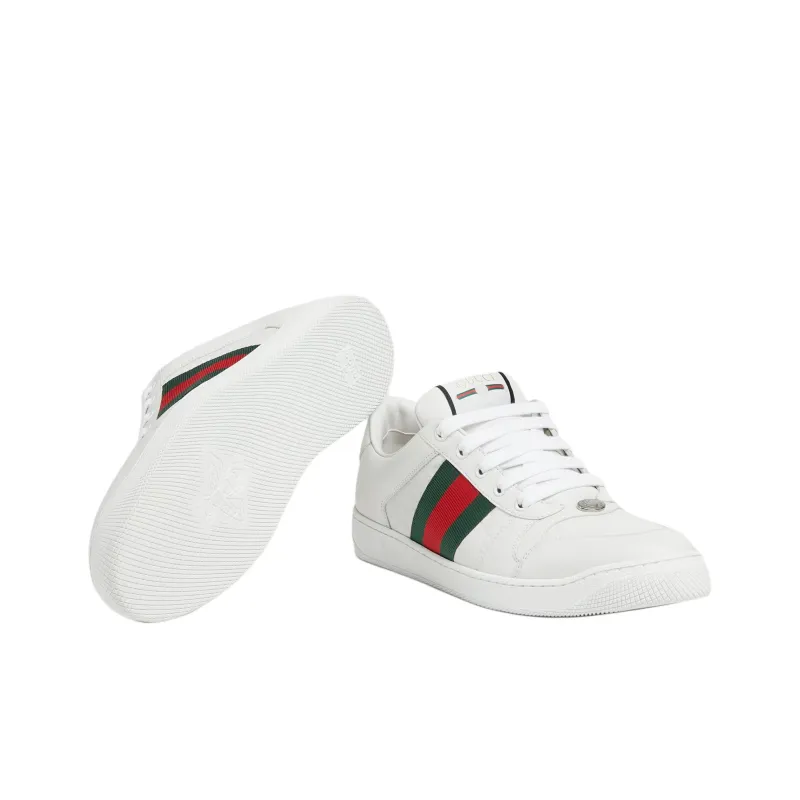 GUCCI Screener Distressed Shoes Skateboard Shoes Men's White Green-4