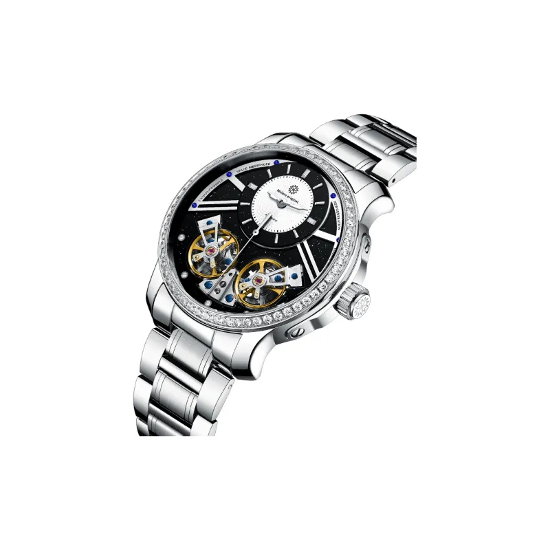 McElo Infinite Universe Collection Sirius Automatic Mechanical Movement Steel Strap Watch Men's Watches Black Dial-1