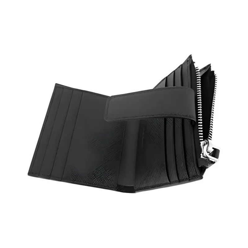 PRADA Leather Card Holder Wallet Unisex Black-4