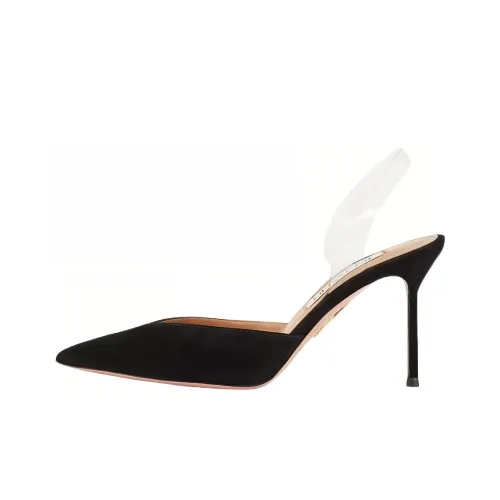 AQUAZZURA V Plexi 95mm Suede Pumps