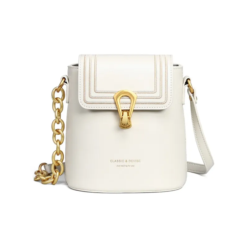 PT'SON Cow Leather With Synthetic Leather Underarm Shoulder Bag, Crossbody Bag Regular Women's Milkshake White-2