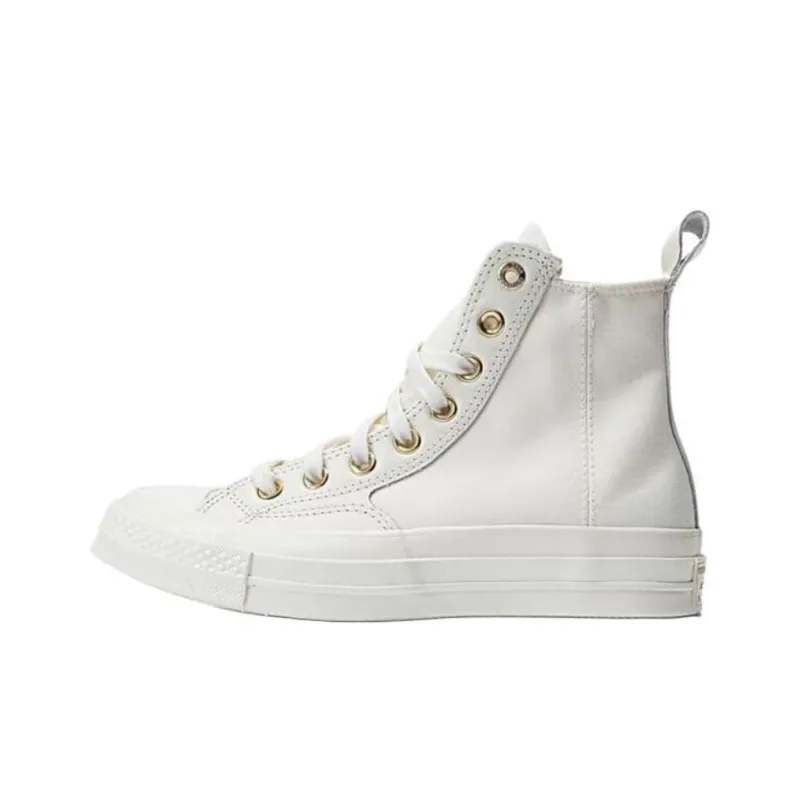 Converse Chuck Taylor All Star Non slip Lightweight High Top Skateboard Shoes Unisex White Gold-0