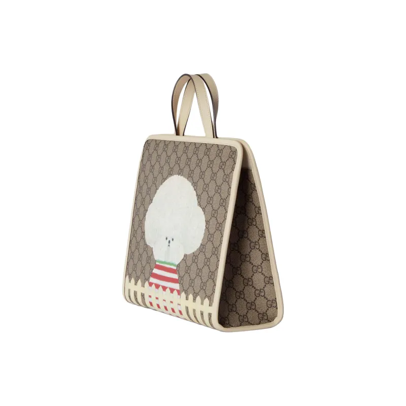 GUCCI Canvas Tote Bag, Shopping Bag, Canvas Bag, Handbag Kids' Beige & Ebony-1