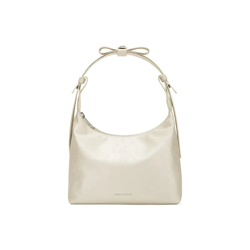 MEXICAN Polyurethane Leather Crescent Bag, Banquet Shoulder Bag, Handbag Regular Women's Pink/Silver/Ecru-9