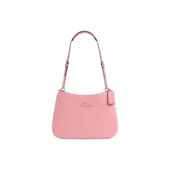COACH Penelope Smooth Leather Handbag, Shoulder Bag Medium Size Women's Silver & Floral Pink