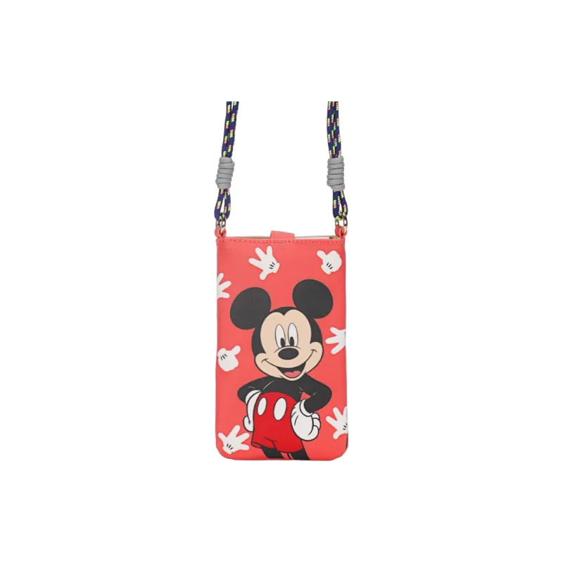 Disney Mickey Series PVC One Shoulder Cell Phone Pouch Regular Unisex Blue Black/Ecru/Red-3