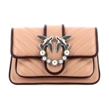 PINKO SIMPLY Sheepskin Chain Bag, Crossbody Bag, Shoulder Bag Trumpets Women's Pink