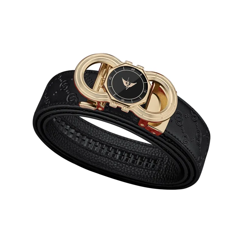 WilliamPOLO Cow Leather Leather Belts Men's Gold Buckle Gold Logo 3.5cm Width-1