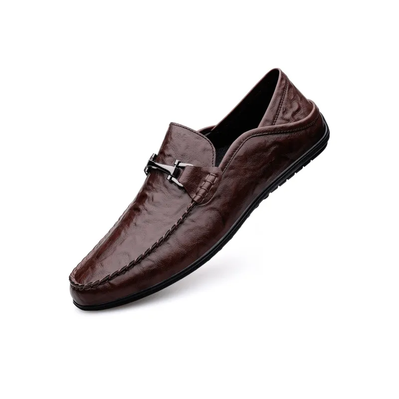 King Jinmai Gommino Loafers Men Black/Dark Brown-12
