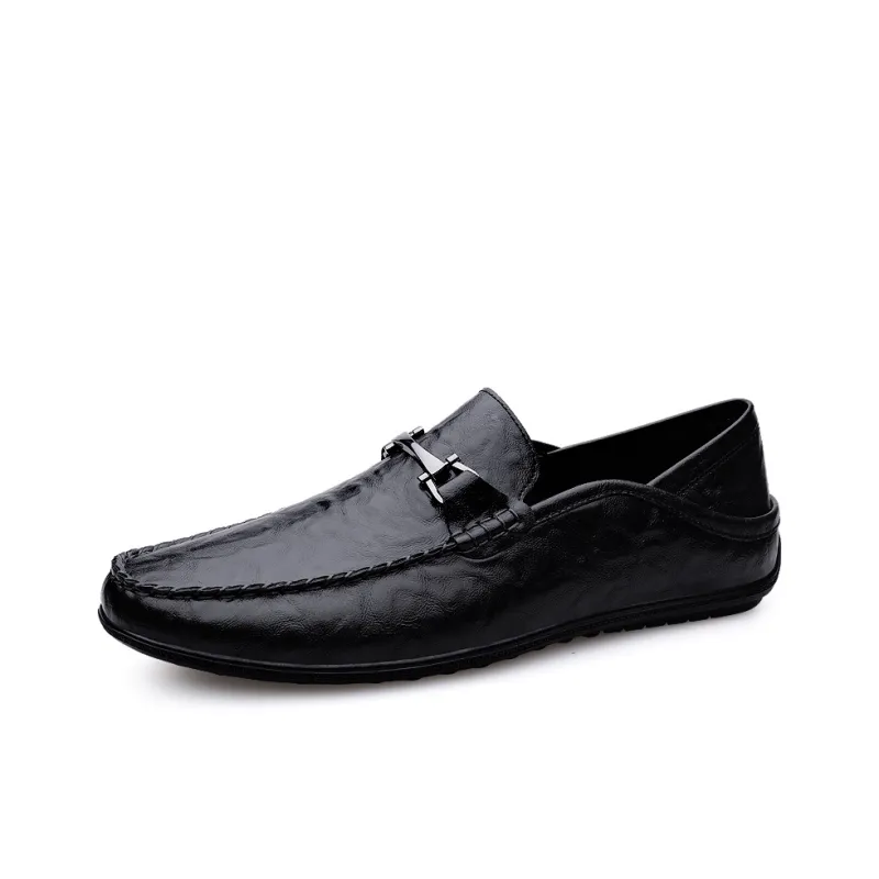 King Jinmai Gommino Loafers Men Black/Dark Brown-3