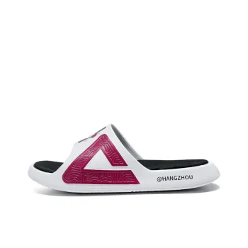 PEAK State Pole Guochuang Slippers Totem Graffiti Slip Resistant Slide Slippers Unisex All White Dark Red
