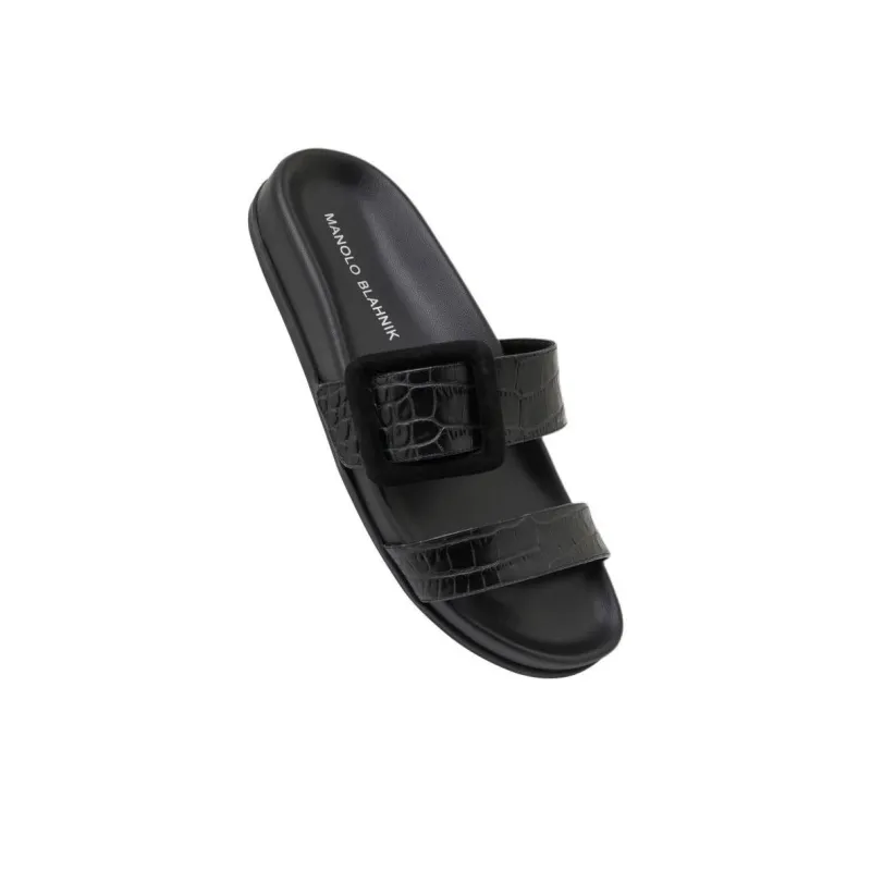 MANOLO BLAHNIK Slide Slippers Women's Black-3