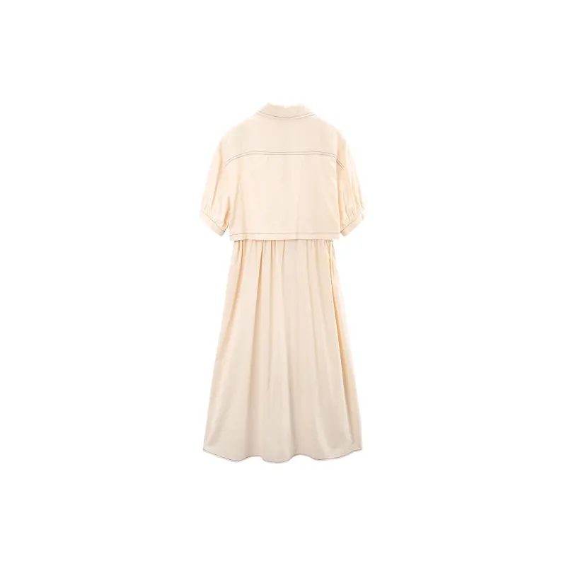 A Paradise For Awakening Short Sleeved Dress Women's Beige-1