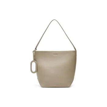 Staccato Cow Leather Shoulder Bag Large Size Women's Milk Tea Apricot/Dark Coffee
