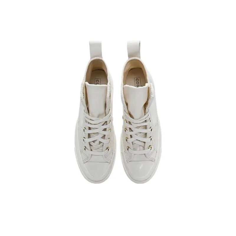 Converse Chuck Taylor All Star Non slip Lightweight High Top Skateboard Shoes Unisex White Gold-2