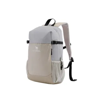 CAMEL Fabric Backpack Regular Unisex Black/Light Beige/Premium Gray