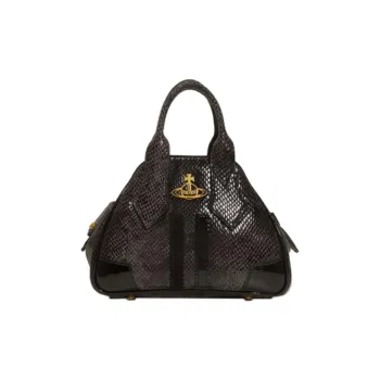 Vivienne Westwood Snake Skin Pattern Leather Shoulder Bag, Crossbody Bag, Handbag Small Size Women's Black