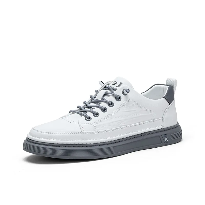 JOSINY Simple White Shoes Comfortable Wear Resistant Low Top Skateboard Shoes Men's White-1