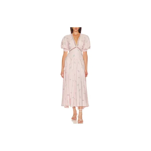 FREE PEOPLE Short-Sleeved Dresses Women's Pink Combo/Pink Combo