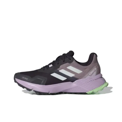Adidas Terre Slip Resistant, Abrasion Resistant Cushioning Low Top Trail Running Shoes Women's Black Purple