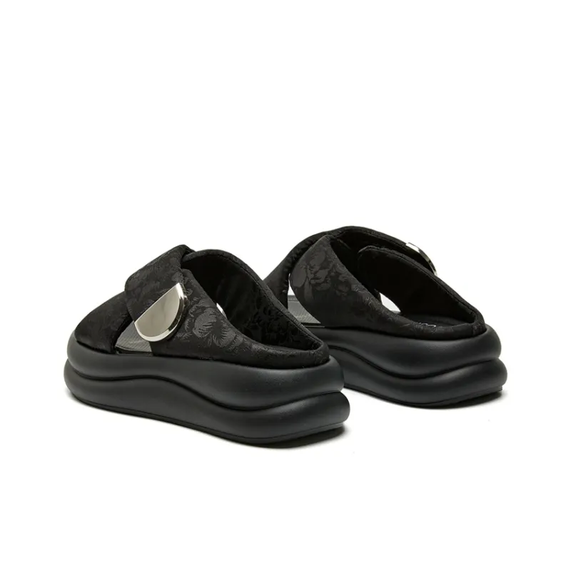 JOSINY Beach Slide Slippers Women's Black/Ecru/Grass Green-3