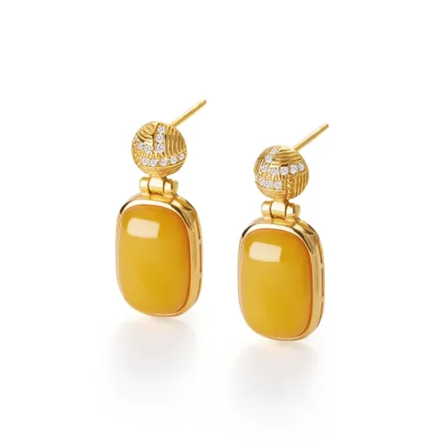 Amber Lollipop Fine Jade Earrings Women's