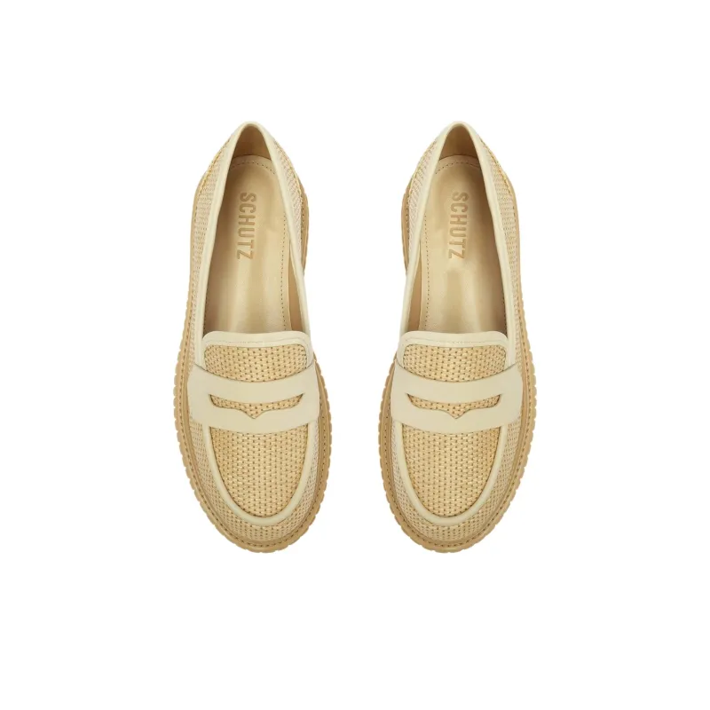 Schutz Viola Weekend Loafers 5cm Women's Beige-4