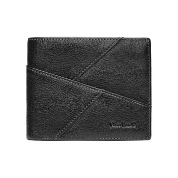 PIERRE CARDIN Genuine Leather Top Grain Cow Leather Large Capacity Storage Men's Wallet Coin Purse Regular Men's Black
