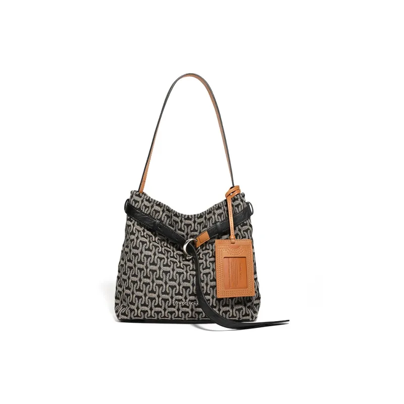 COWEC YCAKI Fabric Women's Bag Medium Size Women's Black/Denim Blue/Black Jacquard-6