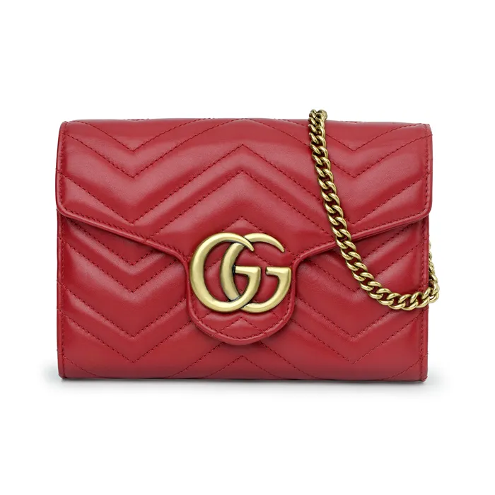 GUCCI Leather Envelope Bag Shoulder Bag Crossbody Bag Regular Women's Red-1