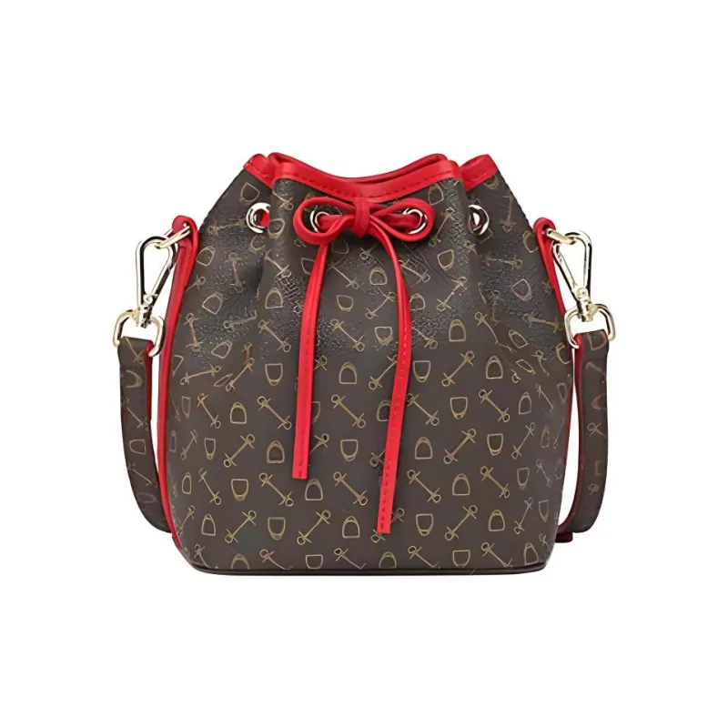 Why Artificial Leather Shoulder Bag Small Size Women's Apricot/Coffee/Coffee & Red-15